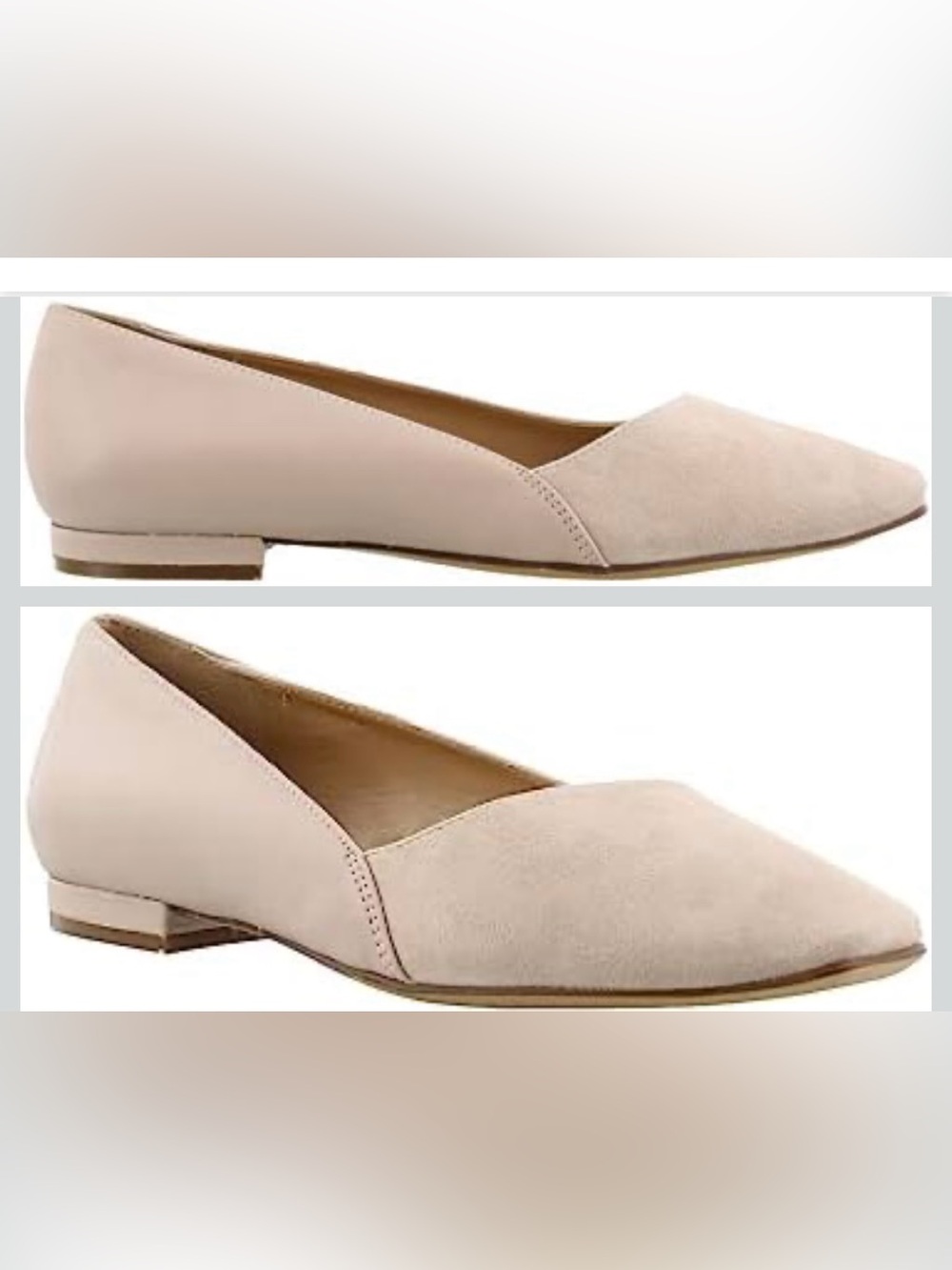 Naturalizer Women's Pointed Square Toe Flats in Light Blush Nude